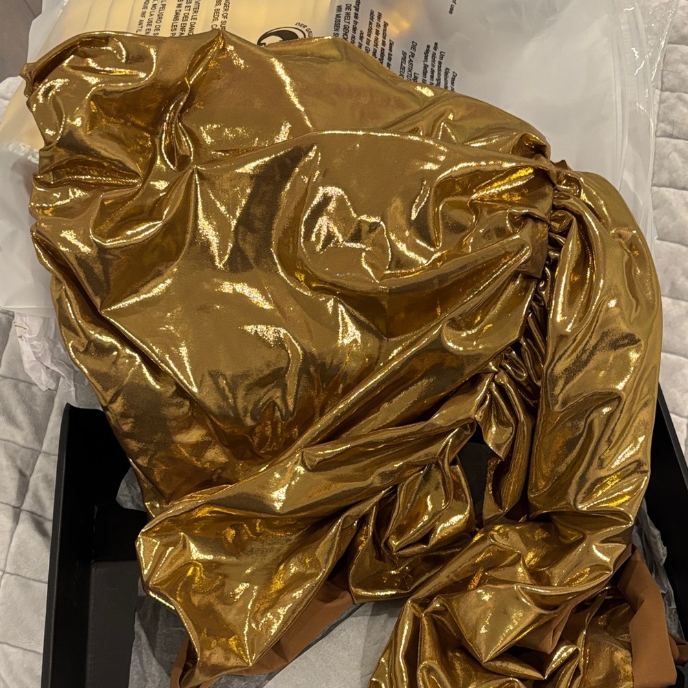 Keisha Rhinestone Metallic Skirt Set In Gold - Picture 4 of 8